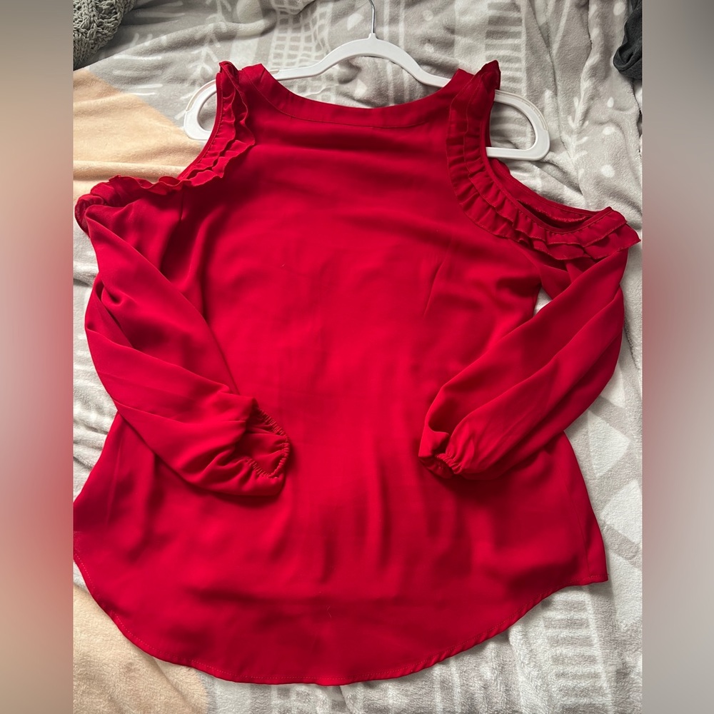 Red Open Shoulder blouse Size Small - Picture 4 of 10